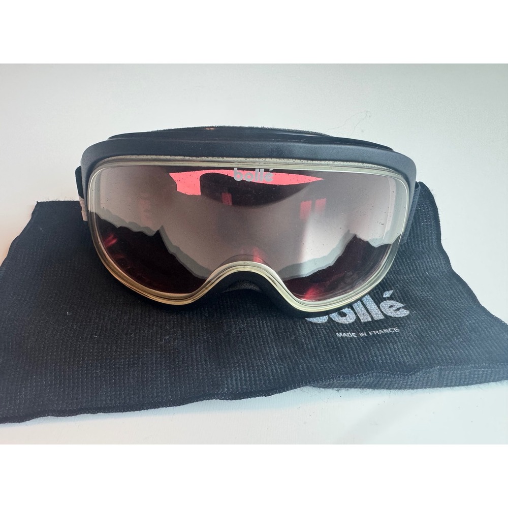 Bolle X200 Ski Goggles Black Rose Tint Lens Made in France Vintage Snow Eyewear